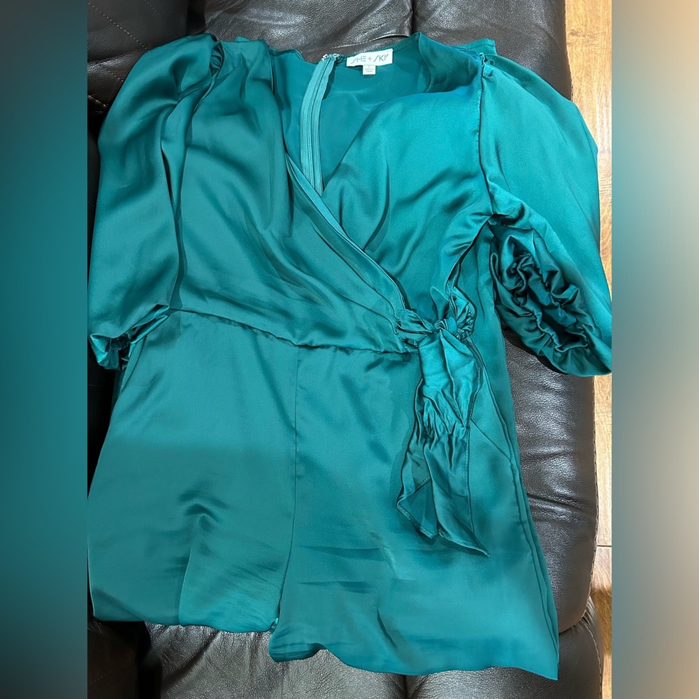 Long sleeve green jumpsuit